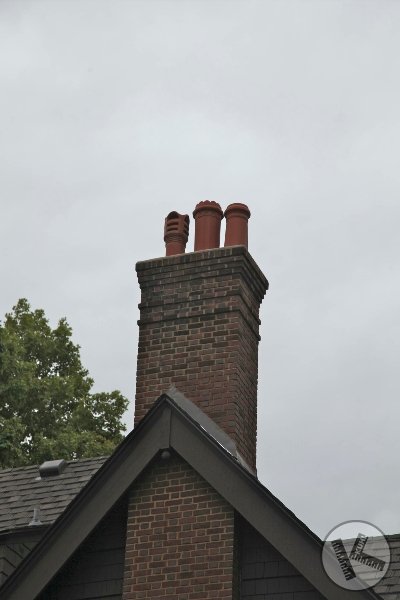 Brick Chimney with Chimney Pots